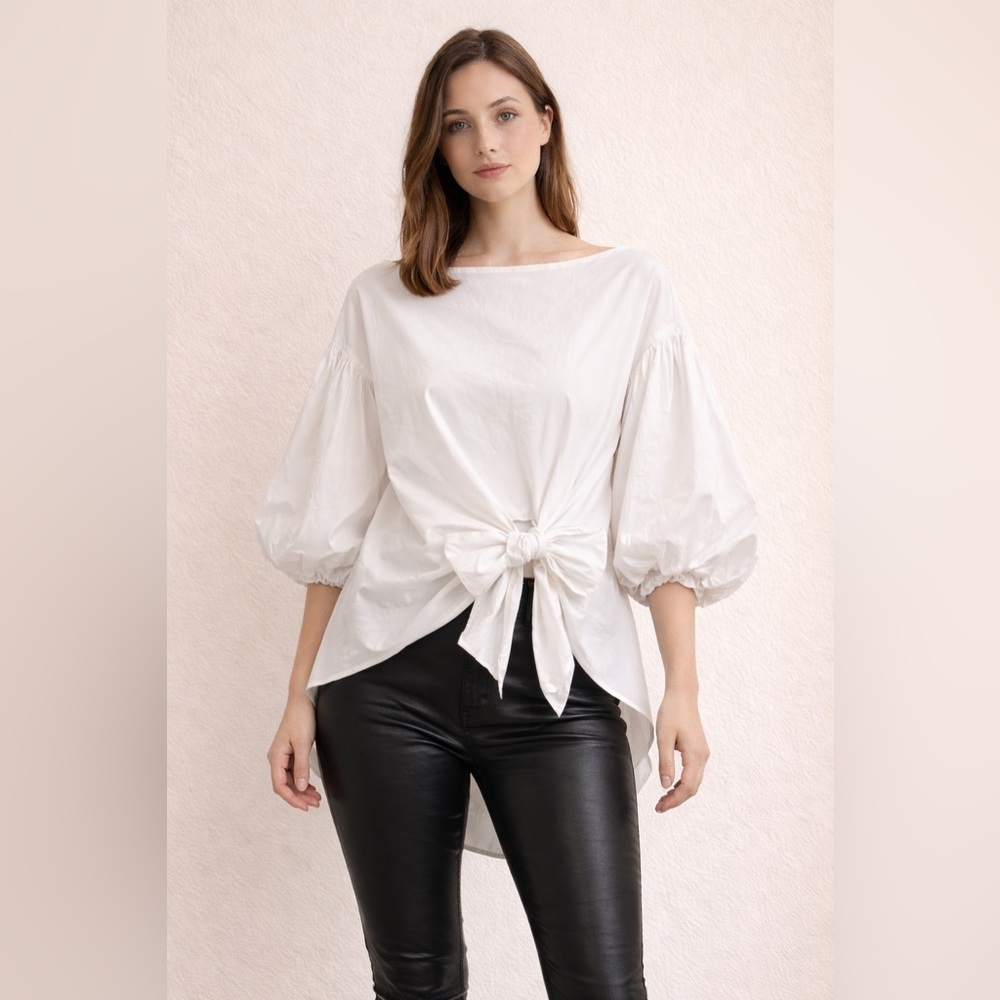 Active USA White Puff Sleeve Blouse- SOLD